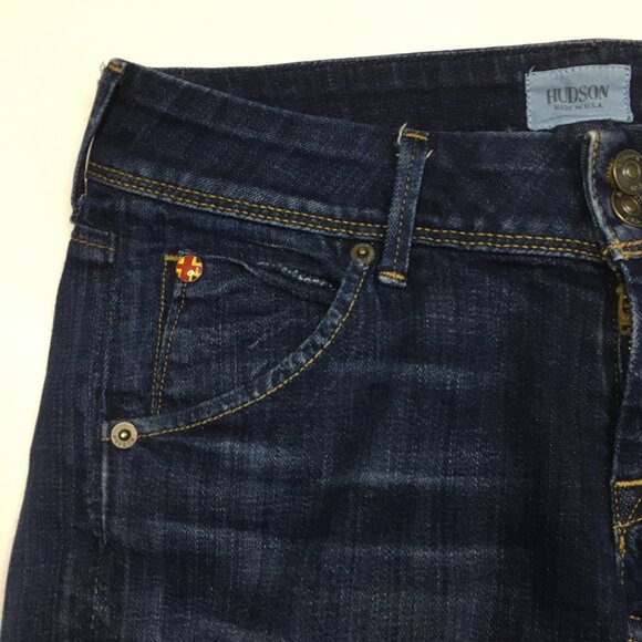 HUDSON Dark Wash COLLIN FLAP Fray Raw Hem 5 Pocket Logo Hardware Skinny Jeans - Picture 5 of 13